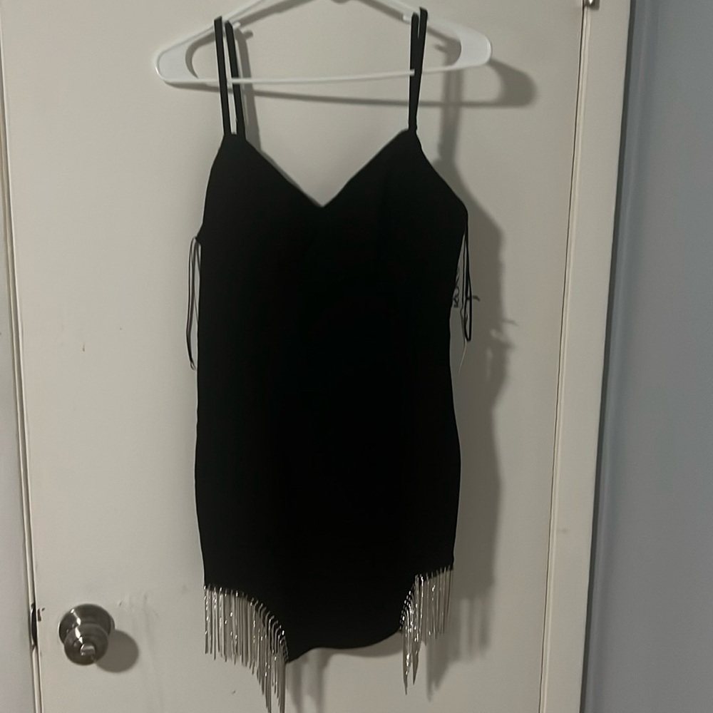 NWT LBD SILVER TASSLE MINI DRESS